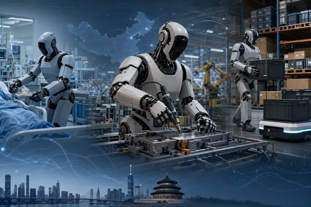 How is China’s rapidly growing humanoid robotics industry moving from demonstrations to commercial use in healthcare, manufacturing, logisti