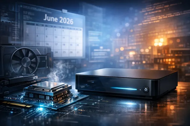 A conceptual render of Valve's Steam Machine living-room PC console, codenamed Fremont, displayed on a sleek gaming setup