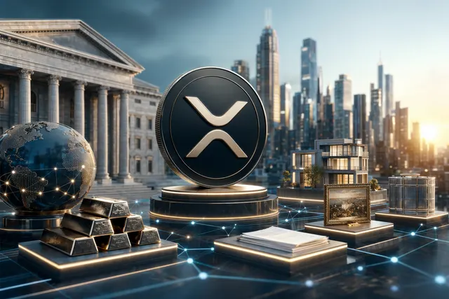 Illustration representing the XRP Ledger ecosystem and growth in tokenized real-world assets and institutional investment