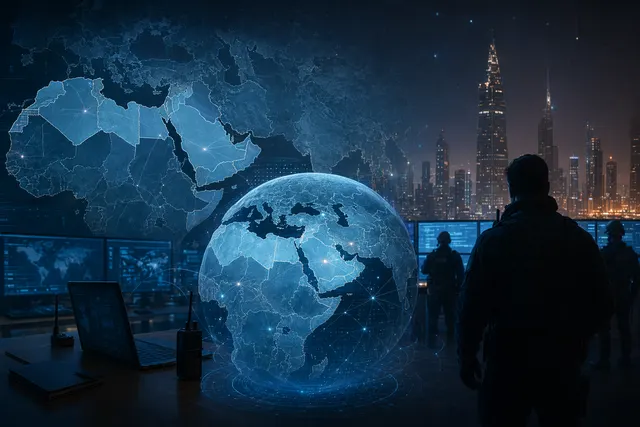 Illustration of international cybercrime investigation targeting phishing and fraud infrastructure across the Middle East and North Africa