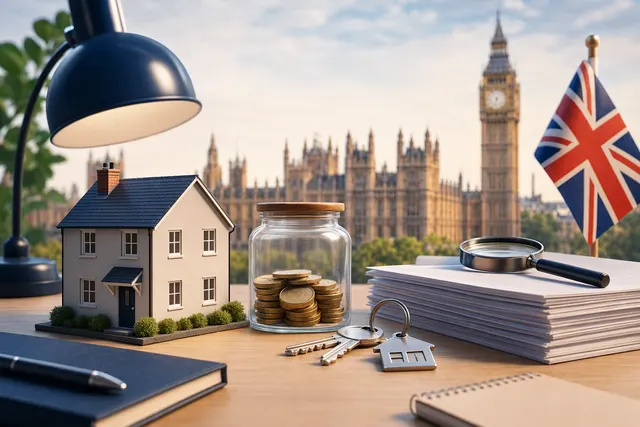 Illustration representing first-time home buying and savings in the UK