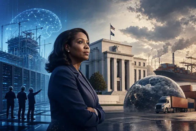 How does Federal Reserve Governor Lisa Cook assess the risk that AI investment and recurring supply shocks will keep inflation elevated in 2