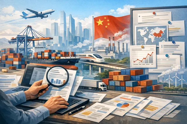 China export economy mid-2026 data infographic showing robot production, semiconductor exports, trade surplus figures, and EV tariff loophole