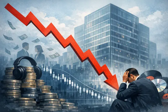 Universal Music Group share price chart showing steep Q2 2026 decline