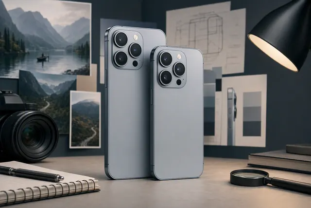 Editorial illustration of Apple iPhone 18 Pro review themes, including camera and performance upgrades