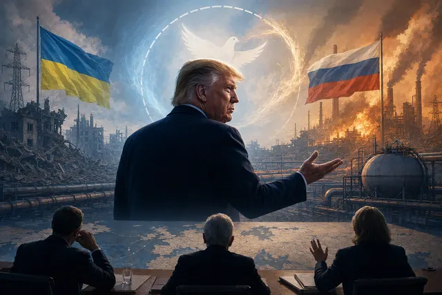 AI-generated editorial illustration representing the disputed Russia-Ukraine energy ceasefire announcement