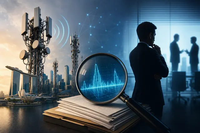 Illustration representing mobile network spectrum and Singapore’s investigation of Simba Telecom