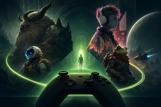 Illustration representing Xbox Game Pass June 2026 lineup with five upcoming games