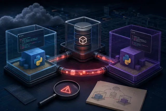 Illustration of isolated AI sandbox environments connected through a shared internal package service