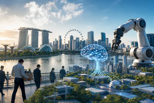 Illustration representing AI, economic growth and employment in Singapore
