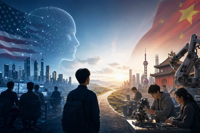 Illustration of the U.S.–China competition over advanced artificial intelligence and computing infrastructure
