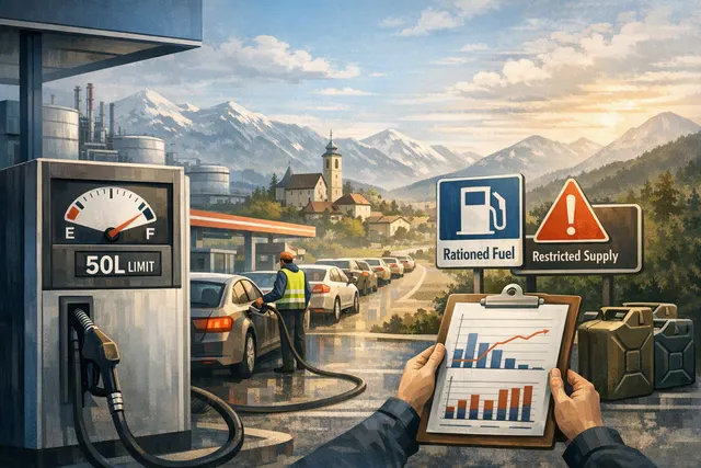 What happened when Slovenia became the first European Union country to impose fuel rationing in March 2026—limiting private drivers to 50 li