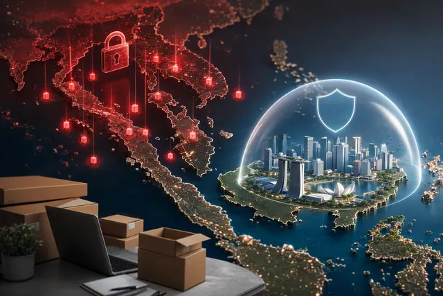 Illustration of a digital ransomware threat facing a small business
