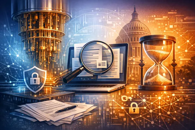 Abstract digital illustration representing quantum computing threat and post-quantum cryptography migration deadline of 2029