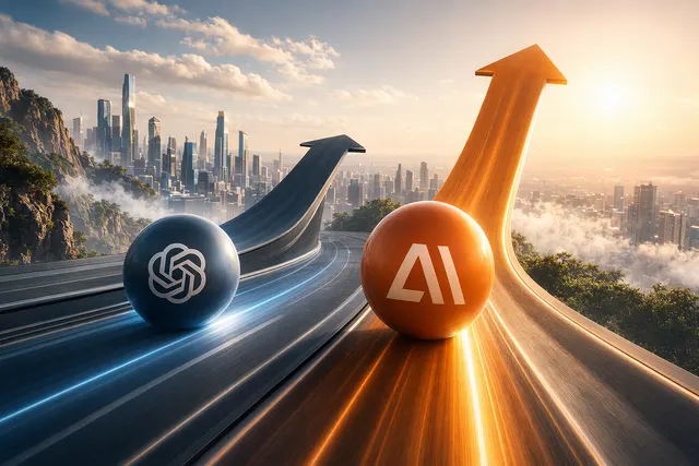 Illustration representing enterprise AI competition between Anthropic and OpenAI