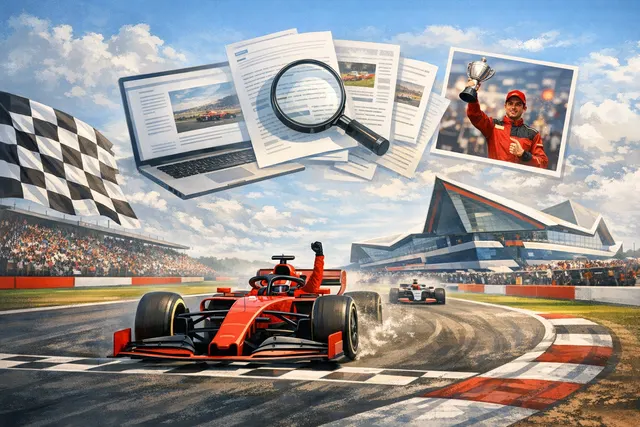 AI-generated editorial image for the 2026 British Grand Prix at Silverstone showing a Formula 1 car on track