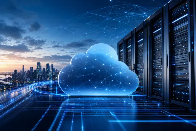 Conceptual illustration of a financial infrastructure private cloud powered by VMware technology