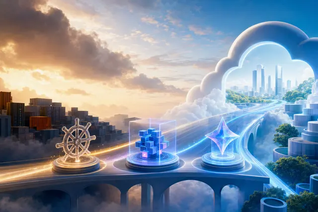 Illustration representing AI-assisted enterprise cloud migration and modernization