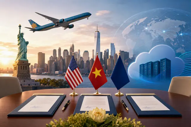 AI-generated illustration for an article about Vietnam Airlines’ Visa and AWS digital travel partnerships