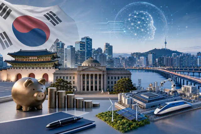 Illustration representing South Korea’s AI investment plans and semiconductor-driven fiscal expansion