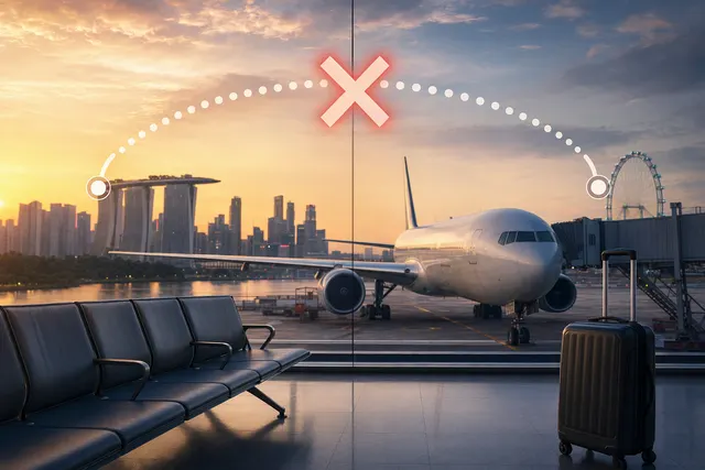 AI-generated editorial illustration about Air Canada’s Vancouver–Singapore route ending