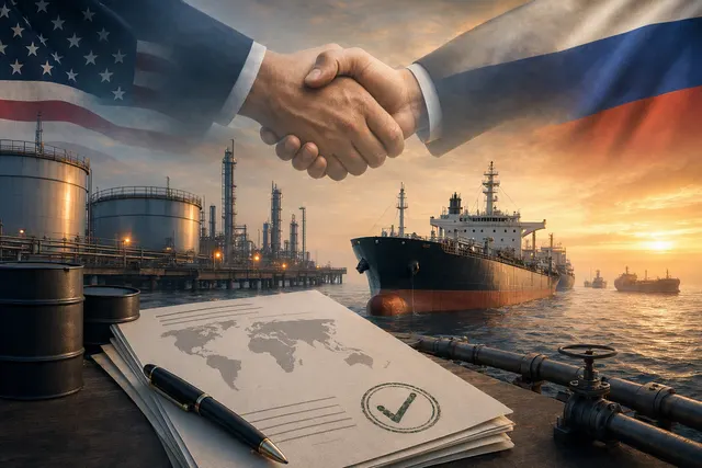 Editorial illustration of a fuel tanker carrying diesel across the sea
