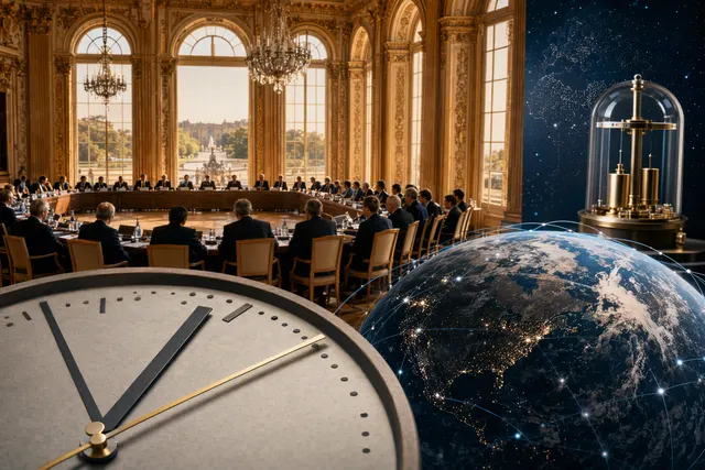 Illustration of a clock representing the move to continuous UTC and the end of leap seconds