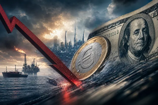 Euro and U.S. dollar concept illustration representing currency volatility amid geopolitical tensions
