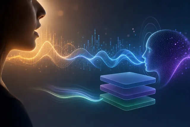 Illustration representing live speech transcription and AI-generated voice responses