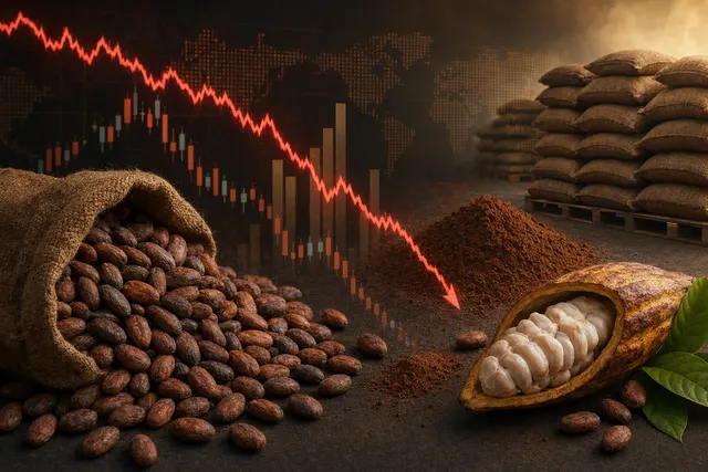 Cocoa beans representing the cocoa futures market and West African supply outlook
