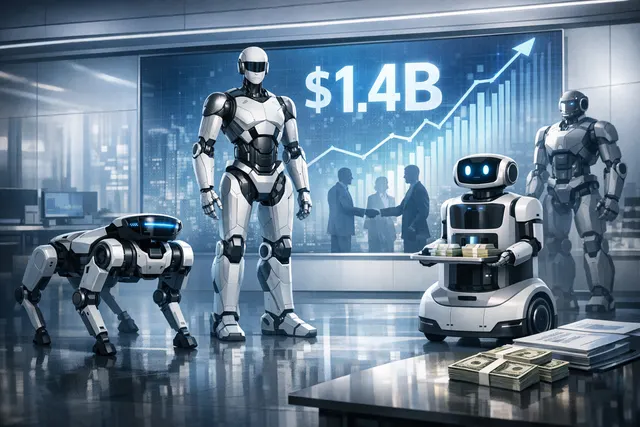 Futuristic robots working collaboratively with humans in a high-tech industrial facility, representing Neura Robotics' physical AI platform