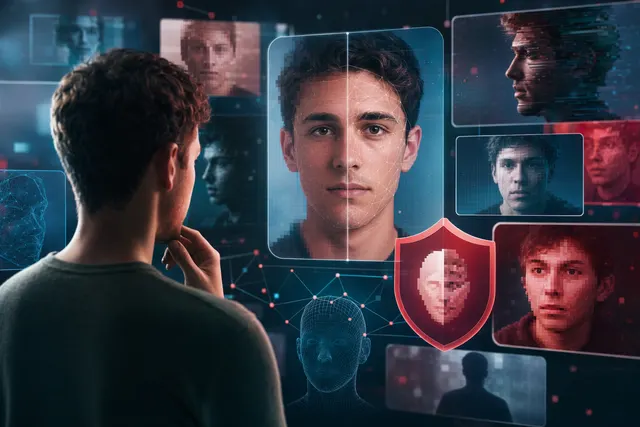 Illustration representing YouTube AI deepfake likeness detection scanning videos for facial matches