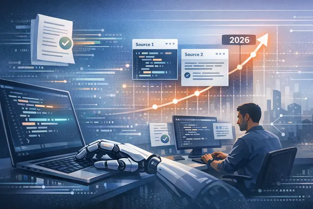 An AI-generated abstract illustration representing Coinbase's AI-assisted code transformation, featuring digital code streams and a futuristic vibe.