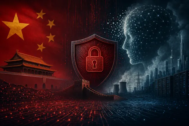 Illustration representing artificial intelligence, cybersecurity and U.S.-China technology rivalry