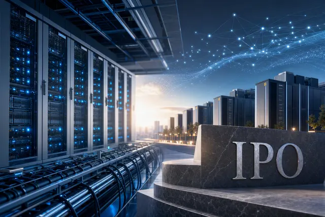 Illustration of AI data center infrastructure and electrical power distribution