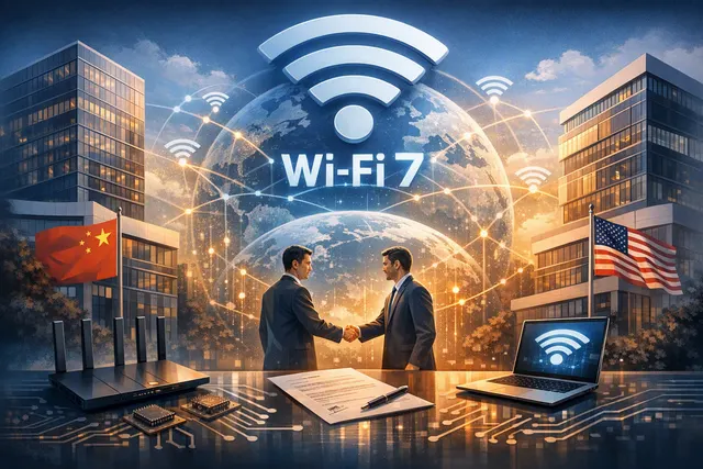 Illustration of a global Wi‑Fi patent agreement between Huawei and HP