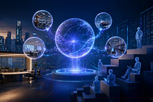 AI-generated illustration of SAP’s Autonomous Enterprise layers connecting data, agents and ERP workflows