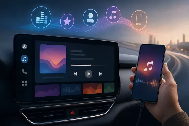 Illustrative image about Android Auto’s updated media controls