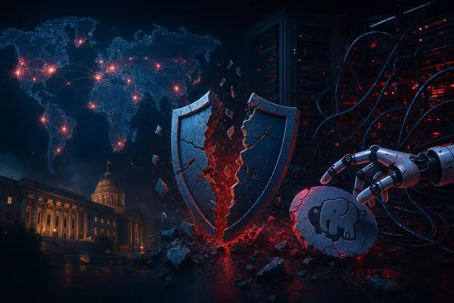 Editorial illustration representing a PHP server security vulnerability and emergency patching