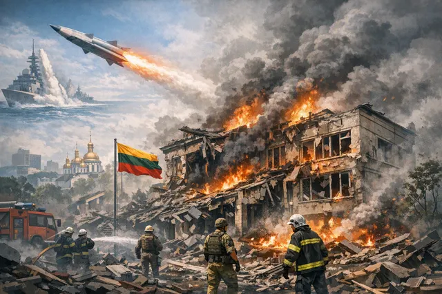 Damage to the Lithuanian embassy in Kyiv after a Russian missile strike on August 1, 2026