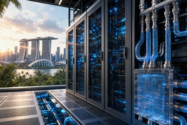 Illustration of liquid-cooling infrastructure for a tropical data centre