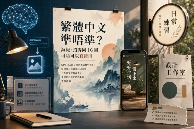 AI 生成嘅繁體中文海報、招牌同社交圖設計示意