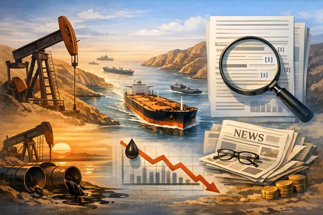 Oil rig at sunset with a shipping tanker in the distance, symbolizing global oil supply and Strait of Hormuz reopening