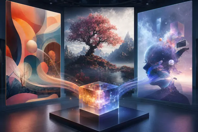 AI-generated comparison scene for Adobe Firefly, Midjourney V7, and GPT-4o image generation tools