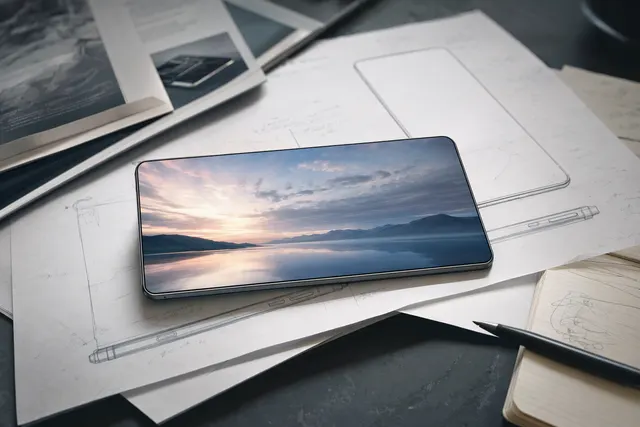 Conceptual illustration of a wide-screen smartphone with a 16:9 display