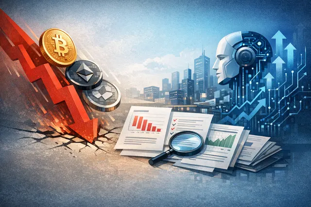 Crypto market selloff chart with Bitcoin, Dogecoin, and HYPE losses in late June 2026