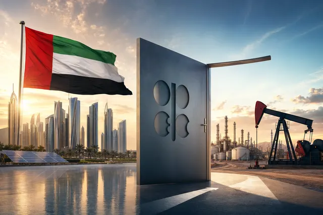Illustration of the United Arab Emirates leaving the OPEC oil cartel amid global energy market tensions