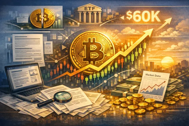 Bitcoin price chart showing a recovery above $60,000 in July 2026 after a significant drawdown from an all-time high