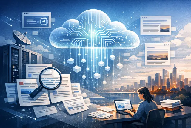 Abstract visualization of AI data center infrastructure and cloud computing network nodes representing Nebius asset-light partnership model