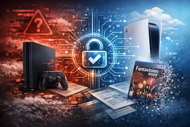 A digital game library padlock icon fading into a question mark, symbolizing uncertainty around PlayStation digital license ownership.